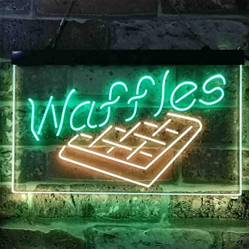 Breakfast Diner Waffles Dual LED Neon Light Sign